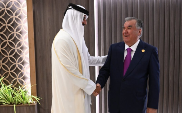 امامعلی رحمان، رئیس جمهور جمهوری تاجیکستان با شیخ تمیم بن حمد آل ثانی، امیر قطر ملاقات کردند